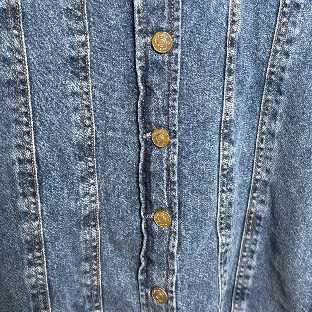 Reformation Roxanna Cinch Waist Denim Mini Dress‎ Blue Button Front Size 6 - Picture 6 of 9
